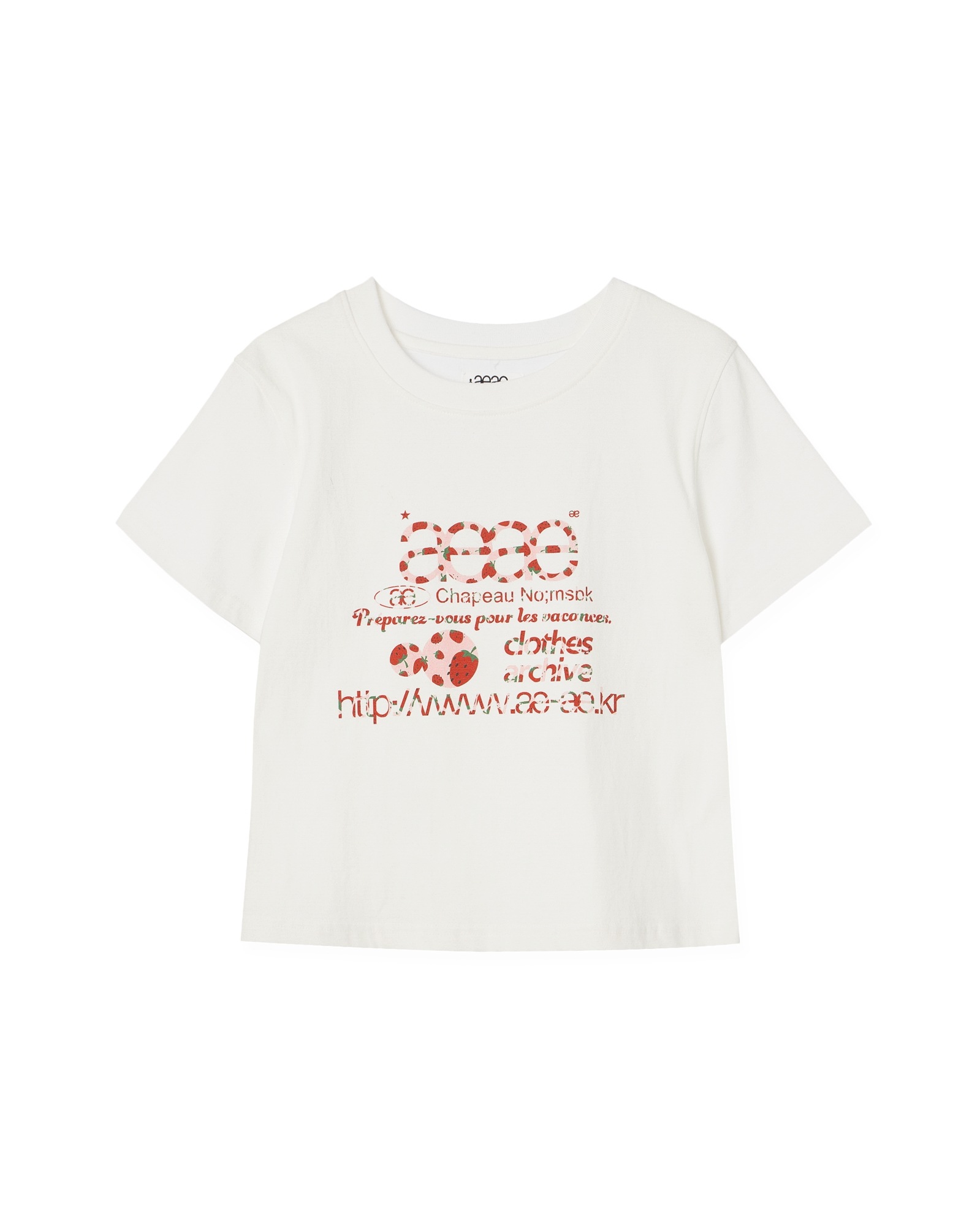【aeae】 WEB LOGO CROP T-SHIRTS : STRAWBERRY
