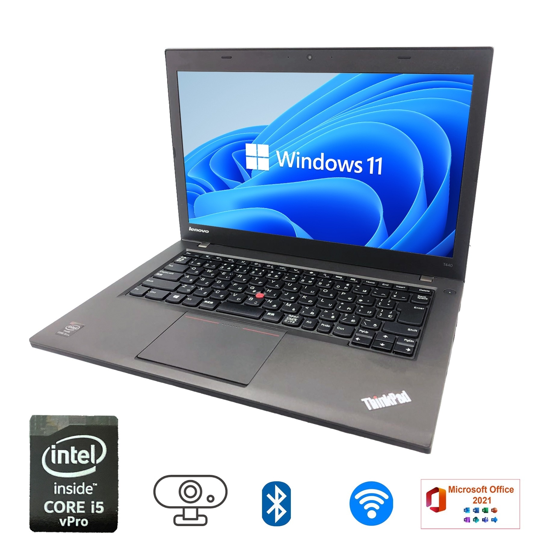 第4世代Core i5 MSOffice2021 Windows11 驚速SSD128GB メモリ4G Thinkpad Tシリーズ 14型 カメラ 無線 Bluetooth ノートパソコン　PC