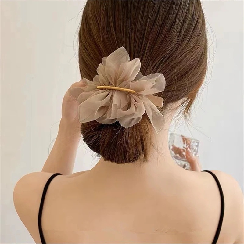 【1点ご購入 で10点プレゼントいたします】超仙気質花シフォンヘアピン女性後頭部スプリングクリップ感ヘアピンポニーテールクリップヘアアクセ