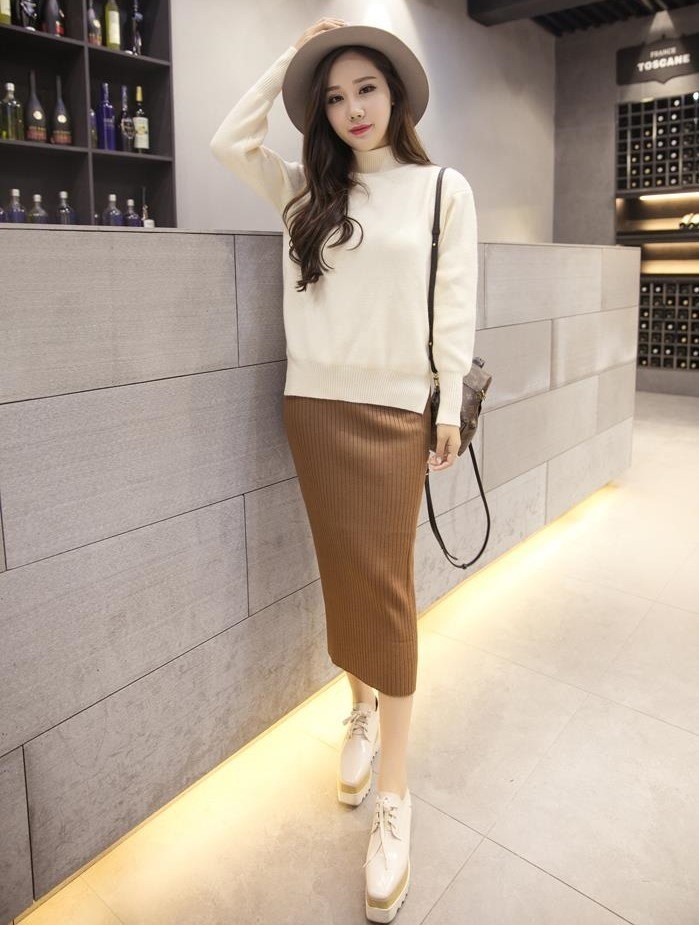 3381.ニットタイトスカート 2019 春夏 sale ボトムス 美ライン おしゃれ きれいめ カジュアル エレガント お出かけ お呼ばれ 女子会 通勤 通学 普段使い