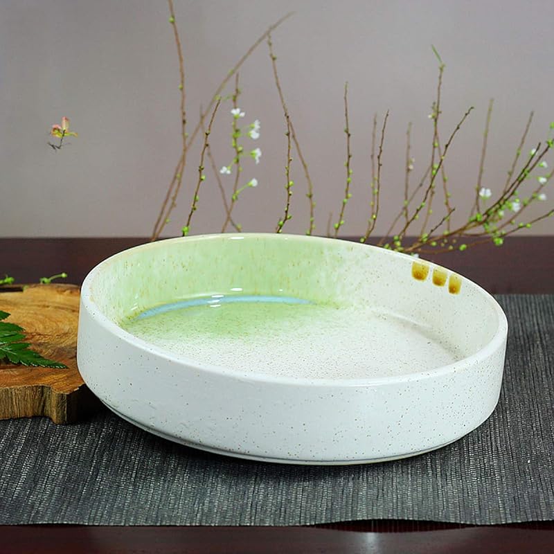 AIVAR 生花用の花器 花瓶 花器 水盤 フラワーベース - フラワーアレンジメント陶器 花器 21CM 生け花 生け花用花器 陶器花入れ いけばな道具 華道用花器 ジャパネスク (ホワイト-円形) 4,780円