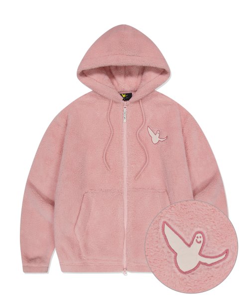 [23FW] Angel Fluffy Hood Zip-Up Pink