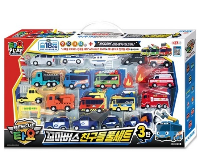 RESCUE タヨ スペシャル ちびバス 友達 フルセット 第3弾 [韓国正規品] ミニカー 18台+遊び小物 8個