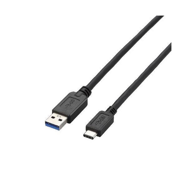 (まとめ)エレコム USB3.1ケーブル(A-TypeC) USB3-AC10BK(×2セット)
