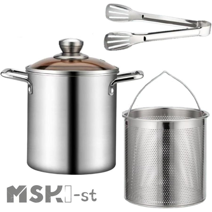 パスタ鍋20cm3L深型パスタ鍋煮物304ステンレス構造ガラス鍋蓋付シルバーステンレスステンレスパスタ鍋オール熱源対応