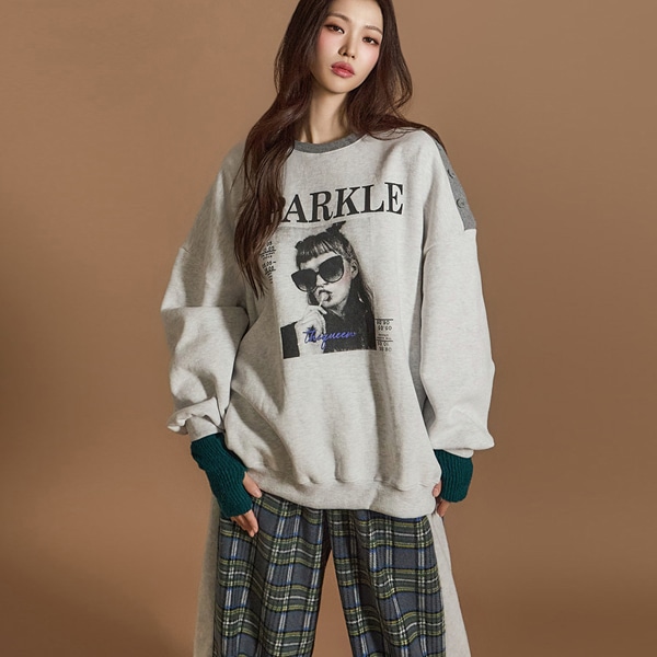 E3662 起毛 マンツーマンTシャツ