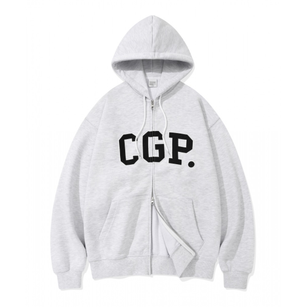 CGP アーチロゴフーディージップアップ _ライトグレー