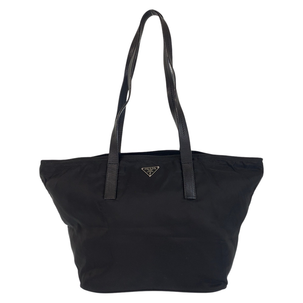 美品 テスート 三角ロゴプレート ブラック 黒 シルバー金具 ナイロン トートバッグ ショルダーバッグ レディース 411249