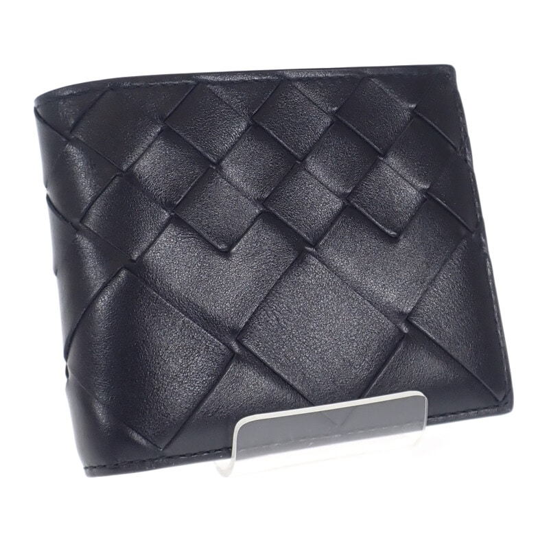 【ABランク】 イントレチャート コインパース付き二つ折りウォレット 749412V3R528803 二つ折り財布 カーフ ブラック メンズ 【ISEYA】