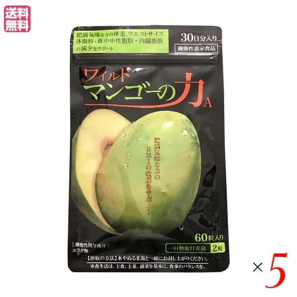亀山堂 ワイルドマンゴーの力 60粒 機能性表示食品 ５袋セット エラグ酸 ダイエッ