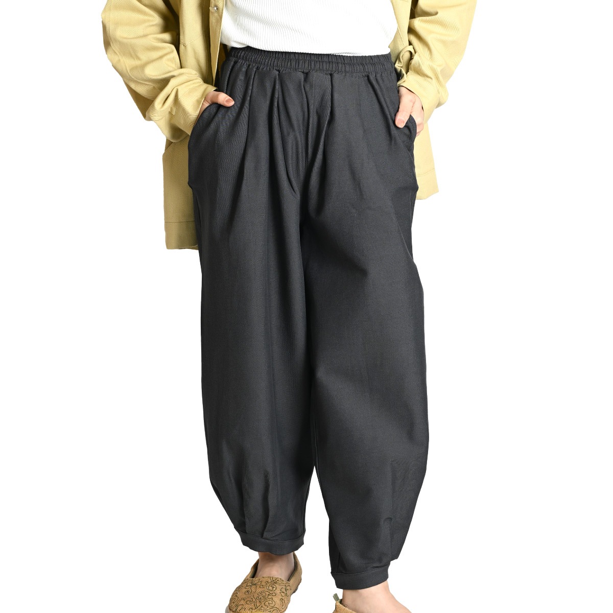 タック ワイド パンツ レディース ワイドパンツ バルーンパンツ サルエルパンツ サーカスパンツ コクーンパンツ ウエストゴム 大きいサイズ ストレッチ 伸びる 無地 ストライプ ギンガムチェック 柄