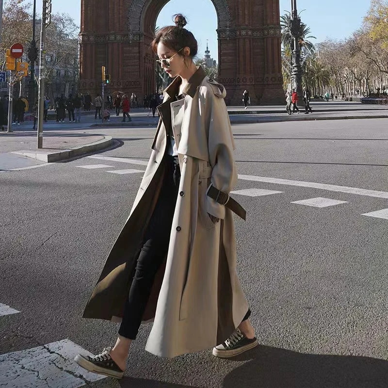 トレンチコート レディース スプリングコート チェスターコート 大きいサイズ アウター バイカラー