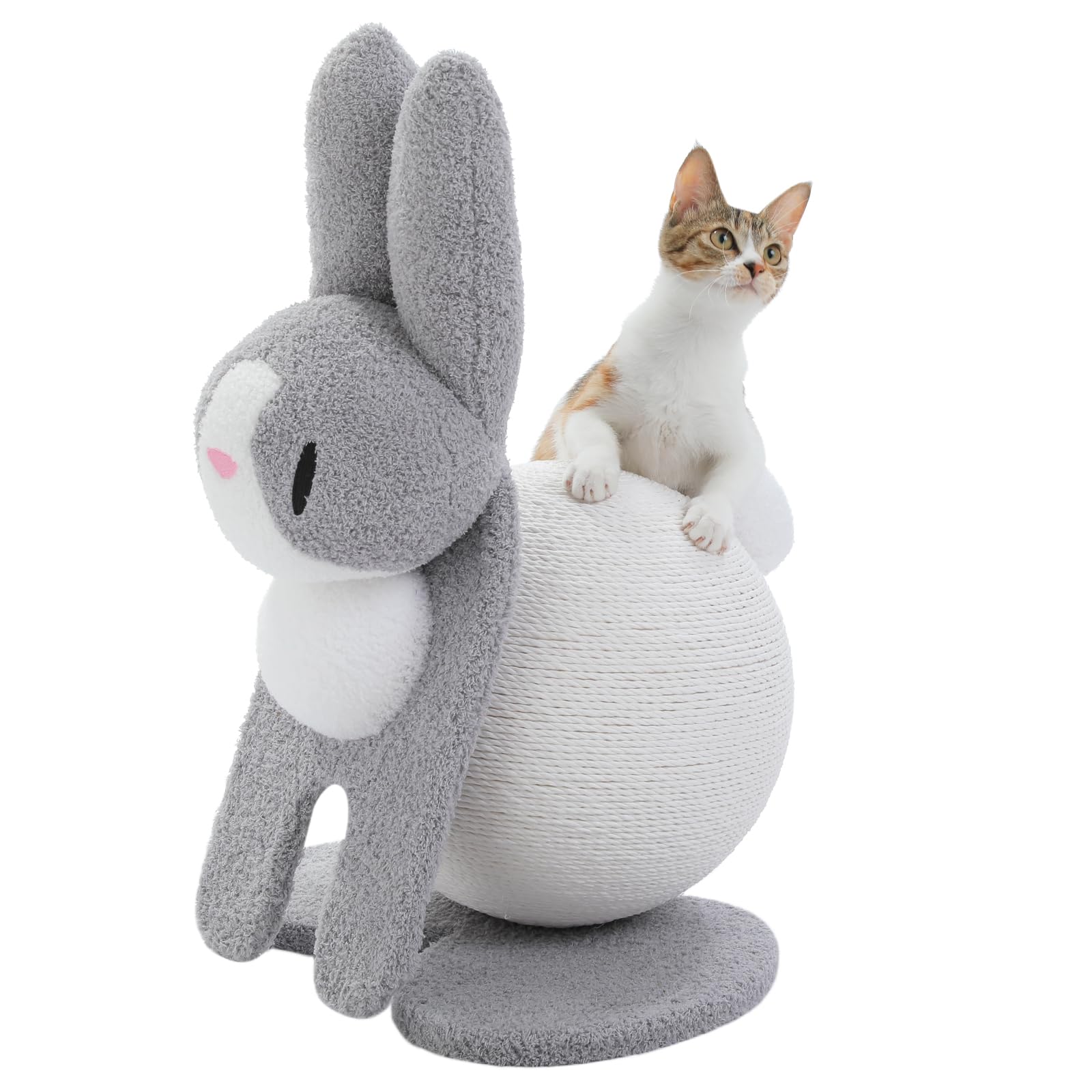 PAWZ Road 猫 爪研ぎ かわいい おしゃれ うさぎ 動物テーマ キャットタワー ミニ インテリア 紙縄 縦型 丸型 つめとぎ 人気 猫ベッド 猫のおもちゃ- 高さ60cm 耐荷重20kg グレ