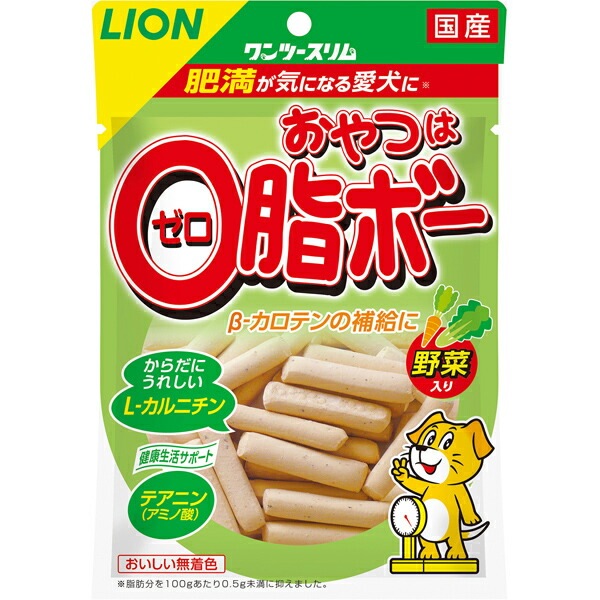 （まとめ買い）ライオンペット ワンツースリム おやつは0脂ボー 野菜入り 80g 犬用おやつ [x12]
