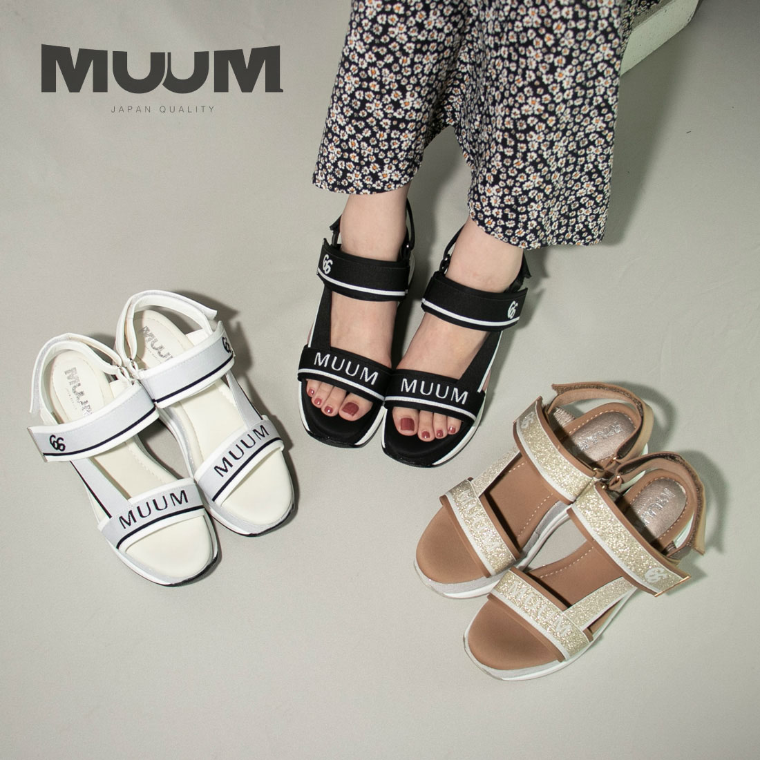 【クリアランスSALE】レディース サンダル 厚底サンダル MUUM66ロゴ厚底スポーツサンダル 5273 厚底 スポーツサンダル スポサン 疲れにくい 歩きやすい 履きやすい マジックテープ 4,905円