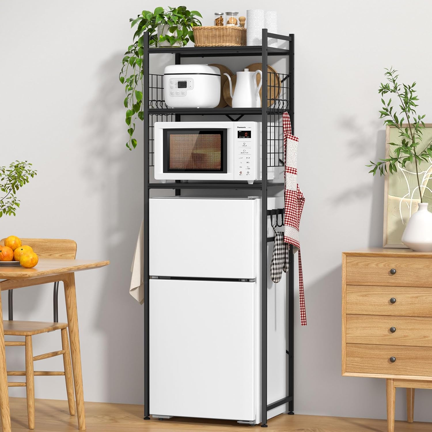 UTIMIU 冷蔵庫ラック ゴミ箱上ラック レンジラック 幅60×奥行40×高さ180cm 棚板高さ調節可 小型冷蔵庫対応 キッチンラック 耐荷重45kg 家電/器具/キッチン用品収納 レンジ台 フッ 6,229円