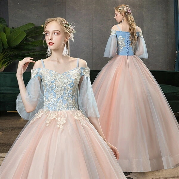 カラードレス ロング ウェディングドレス オフショルダー 花嫁 演奏会 ピアノ発表会 成人式 大人 ステージ衣装 大きいサイズ 舞台 コンサート きれいめ 中学生 高校生 ロングドレス プリンセスライ