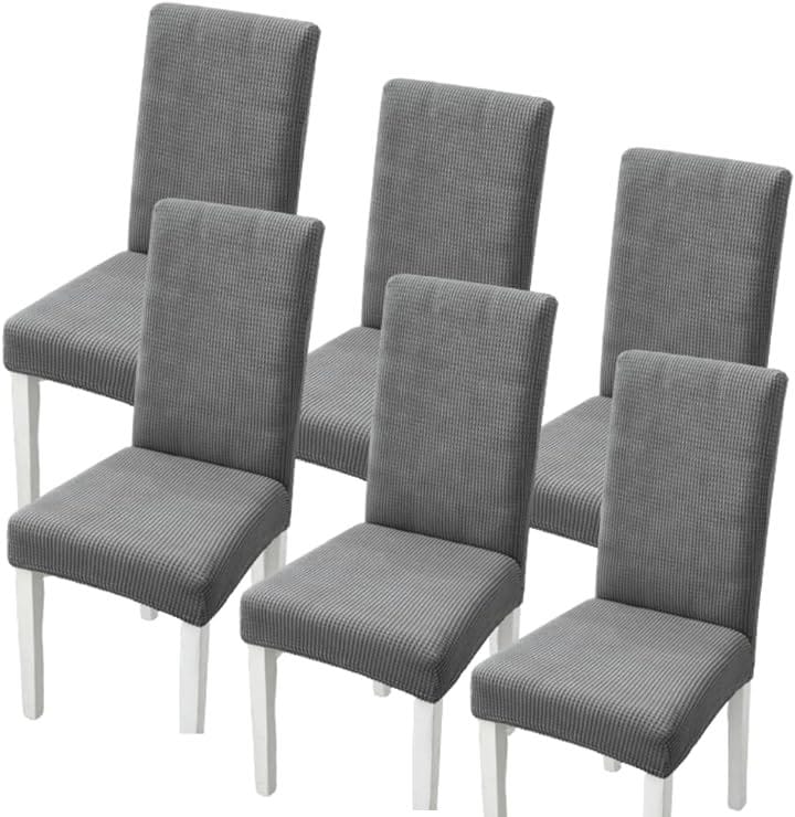 椅子カバー チェアカバー 背もたれあり 伸縮 洗える ノーアイロン 取り外し可能 無地 オフィス 家庭 ホテル レストラン Ｈx６枚(グレー, Ｈx６枚)