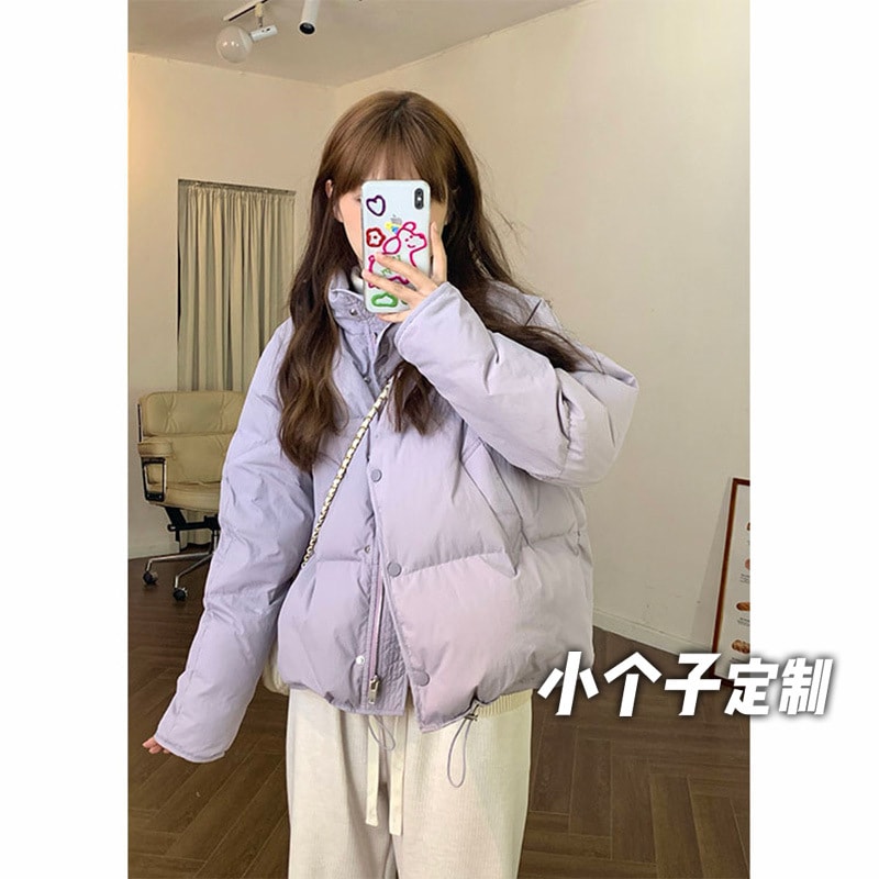 150 ショートスタンドカラーダウンジャケットレディース冬ショートコットンコートライトデザインパファージャケットトップコート