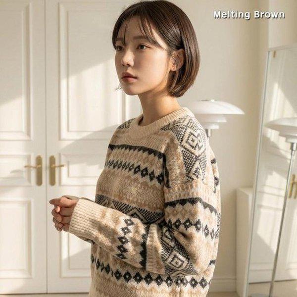 女性用ノルディック長袖プルオーバーニット MJ26