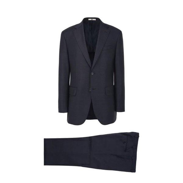 [ZEGNA] ダークネイビー ウールエラスチン マイクロパターン スーツ (DMSJSP6A041N3)