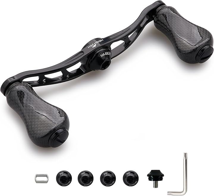 リール ハンドル カーボンノブ搭載 シマノ SHIMANO ダイワ DAIWA アブ Abu 通用 ベイトリール Arch Gourd(90mmハンドル - 20mmノブ - ブラック)