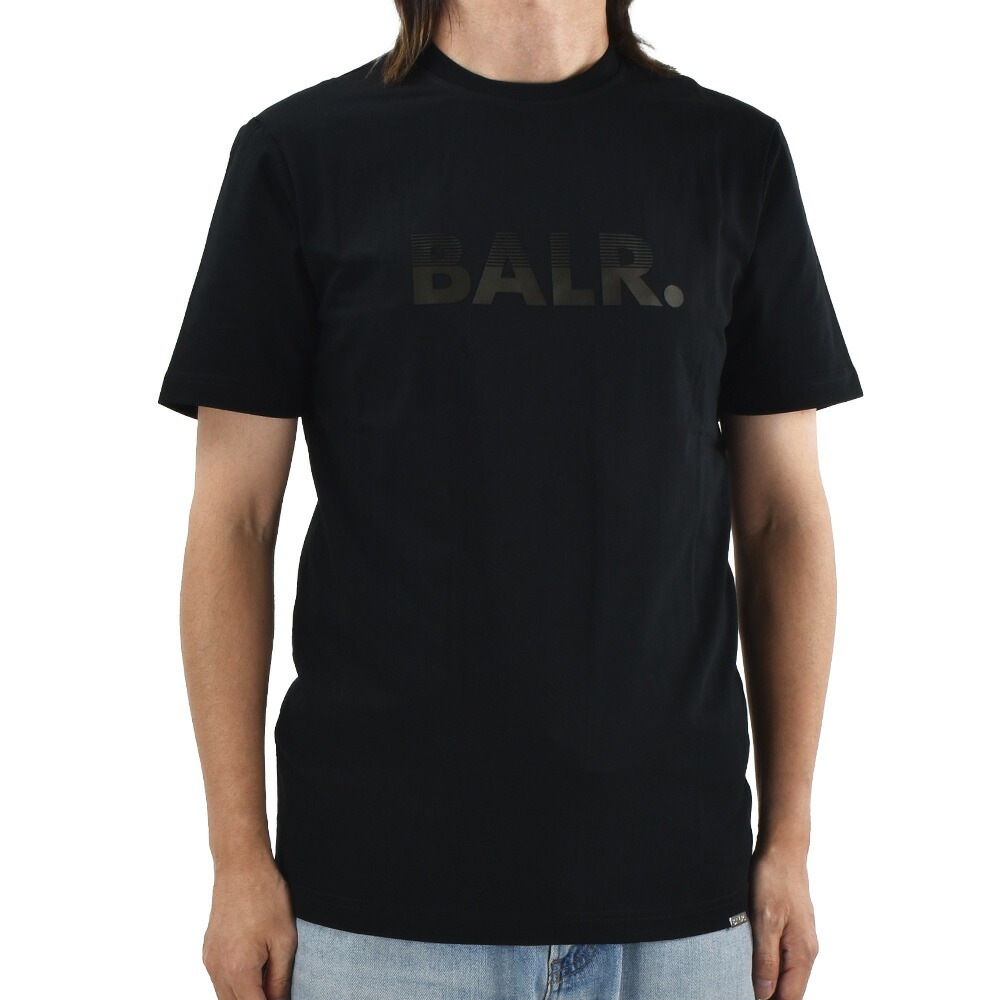 ボーラー BALR. Tシャツ メンズ カットソー クルーネック 半袖 ロゴT ブラック 黒 SEBASTIAN SLIM H2S HALF TRACK T-SHIRT【b11121190blk】