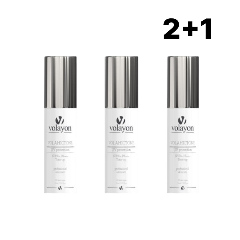【韓国正規品】VolamictoneボラミクトンSPF50+PA+++ビビクリームトーンアップクリーム 2+1/30ml+マスクパック追加贈呈/陶器肌表現/混合自車機能