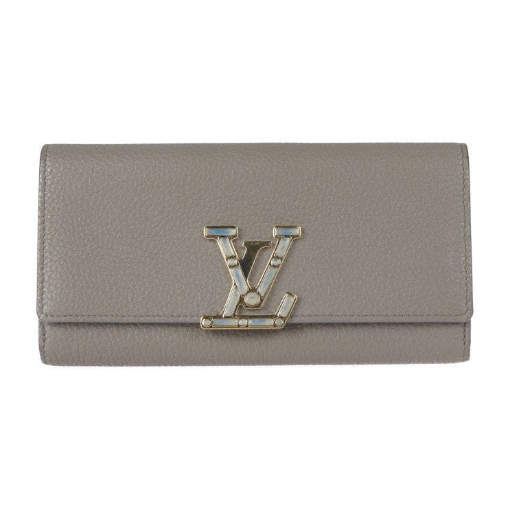 ポルトフォイユ カプシーヌ 長財布 M80928 トリヨンレザー STEEPLE GREY スティープル グレイ グレー系 ゴールド金具 日本限定 ビトン【本物保証】