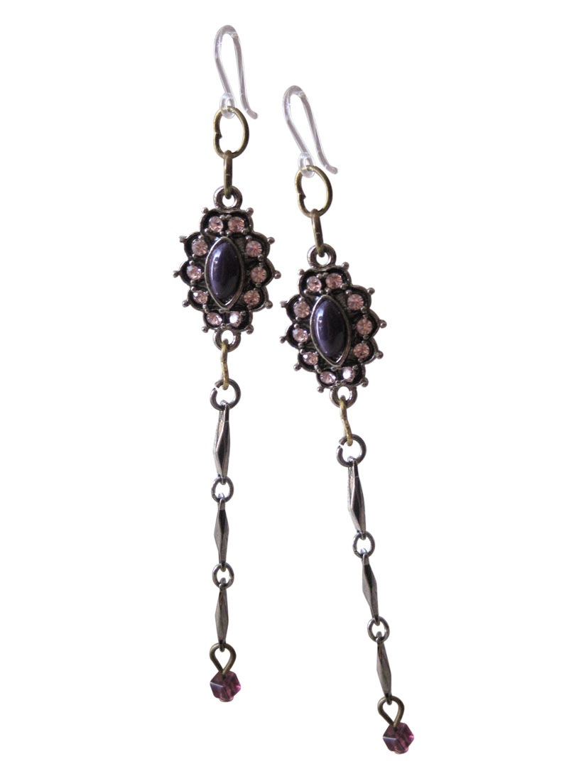 ピアス エスニックフラワーロングチェーン樹脂フックピアス 2色