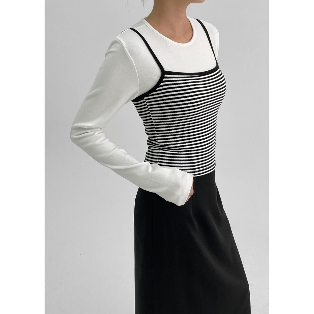 ブラックアップ [メイド] キニーセット-レイヤードクロップ長袖Tシャツ