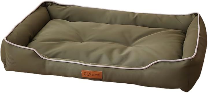 ペットベッド 犬 猫 洗える噛み癖に強い600Dオックスフォード 防水 滑り止め 丈夫 クッション 取り外し可能 通年タイプ スクエア型 (グリーン, XL)