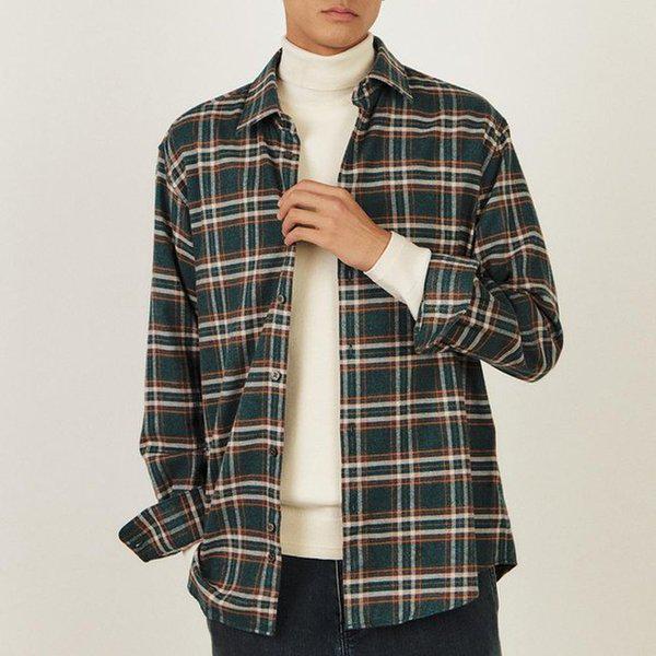 裏起毛コットン100 ミディアムチェック カジュアルシャツ レギュラーフィット__DLW1SHCL182E1