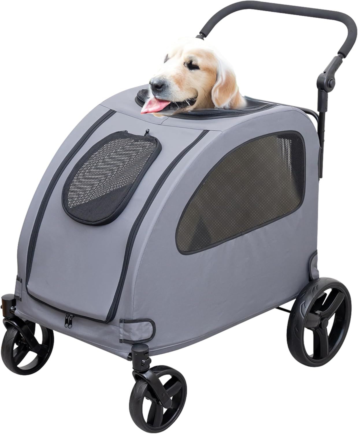 ペットカート 犬 大型犬 中型犬 小型犬 多頭 折りたたみ 4輪 耐荷重60kg ドッグカート 犬カート 犬ベビーカー 犬バギー ペットバギー 雨 カバー ブレーキ ストッパー付き ー 老犬 ペット用