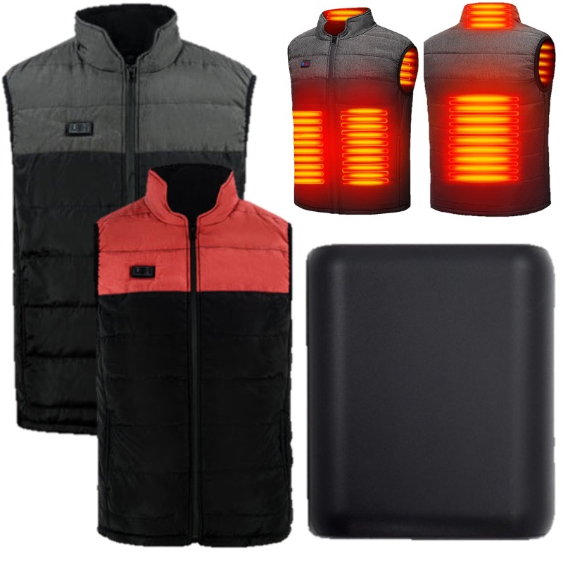 電熱ベスト バッテリー付き 防寒ウェア USBヒートベスト SHB-1 9000mAH バッテリー付き メンズ レディース 前後独立 USB充電 3段階 温度調整 電熱ベスト電熱ウェア 速暖 ヒータ