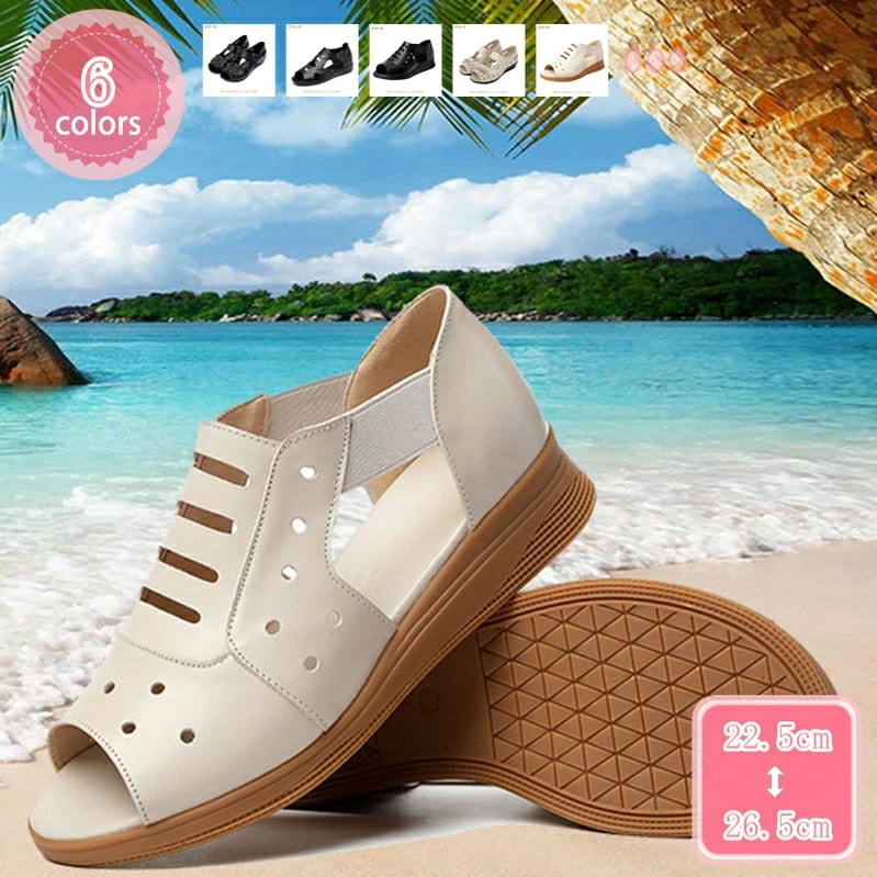 777円OFFクーポン オープントゥ サンダル 痛くない 歩きやすい 走れる ローヒール クッション 脱げない 柔らかい 本革 レザー ウェッジソール サンダル 美脚 かわいい オフィスサンダル 厚底