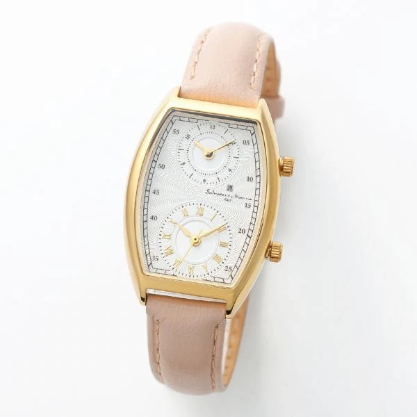 取寄品 正規品 Salvatore Marra 腕時計 SM23107-GDWHBE 日常生活防水 トノーケース デュアルタイム 防水 レディース腕時計