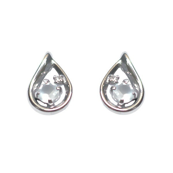 ピアス 6月 誕生石 誕生日 レディース しずくモチーフムーンストーン ダイヤモンド K10ホワイトゴールド