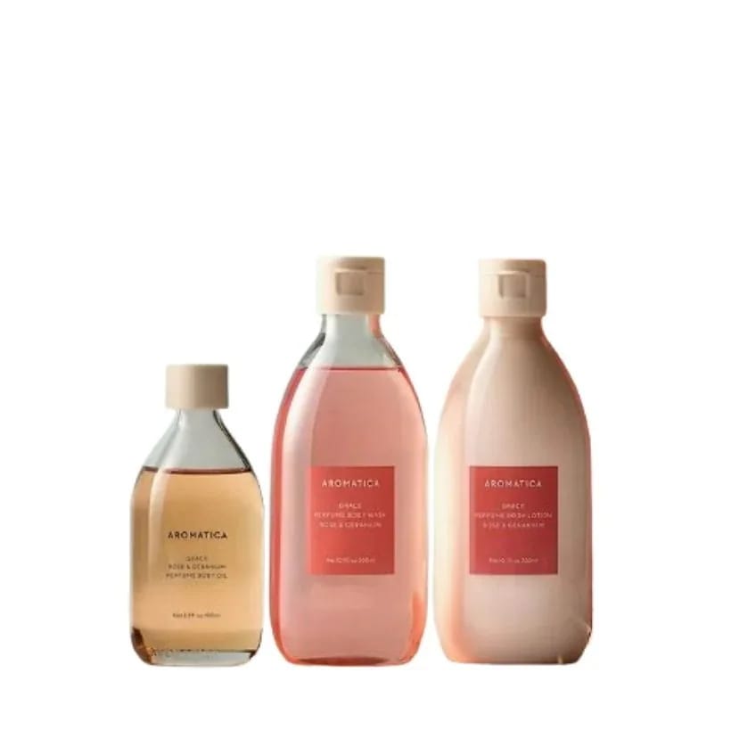 ローズパフュームボディ3種(ボディウォッシュ300ml+ボディローション300ml+ボディオイル100ml)