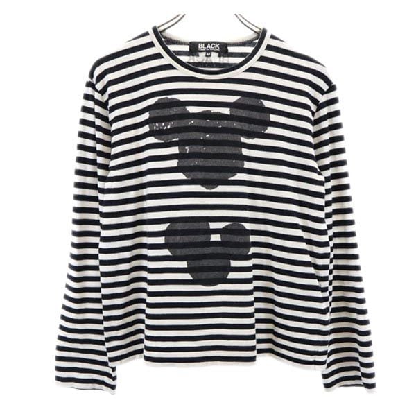 ブラックコムデギャルソン 2013年 ディズニー コラボ 日本製 ボーダー柄 長袖 Tシャツ M 黒×白 BLACK COMME des GARCONS Disney ミッキー ロンT メンズ