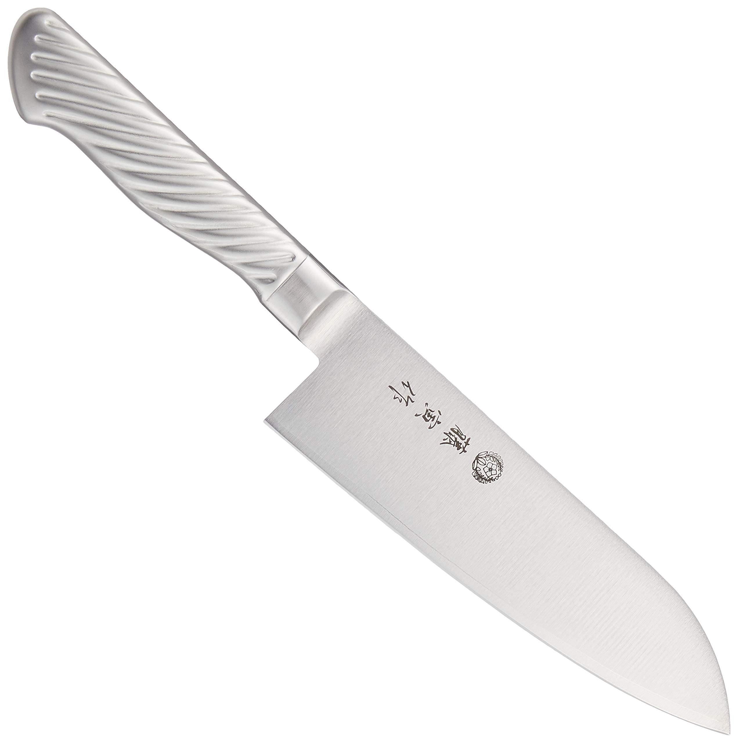 両刃 肉・魚・野菜と万能に使える万能包丁 柄は握りやすいトルネード模様 オールステンレス 食洗器使用OK DPコバルト合金鋼割込 FU-895 シルバー