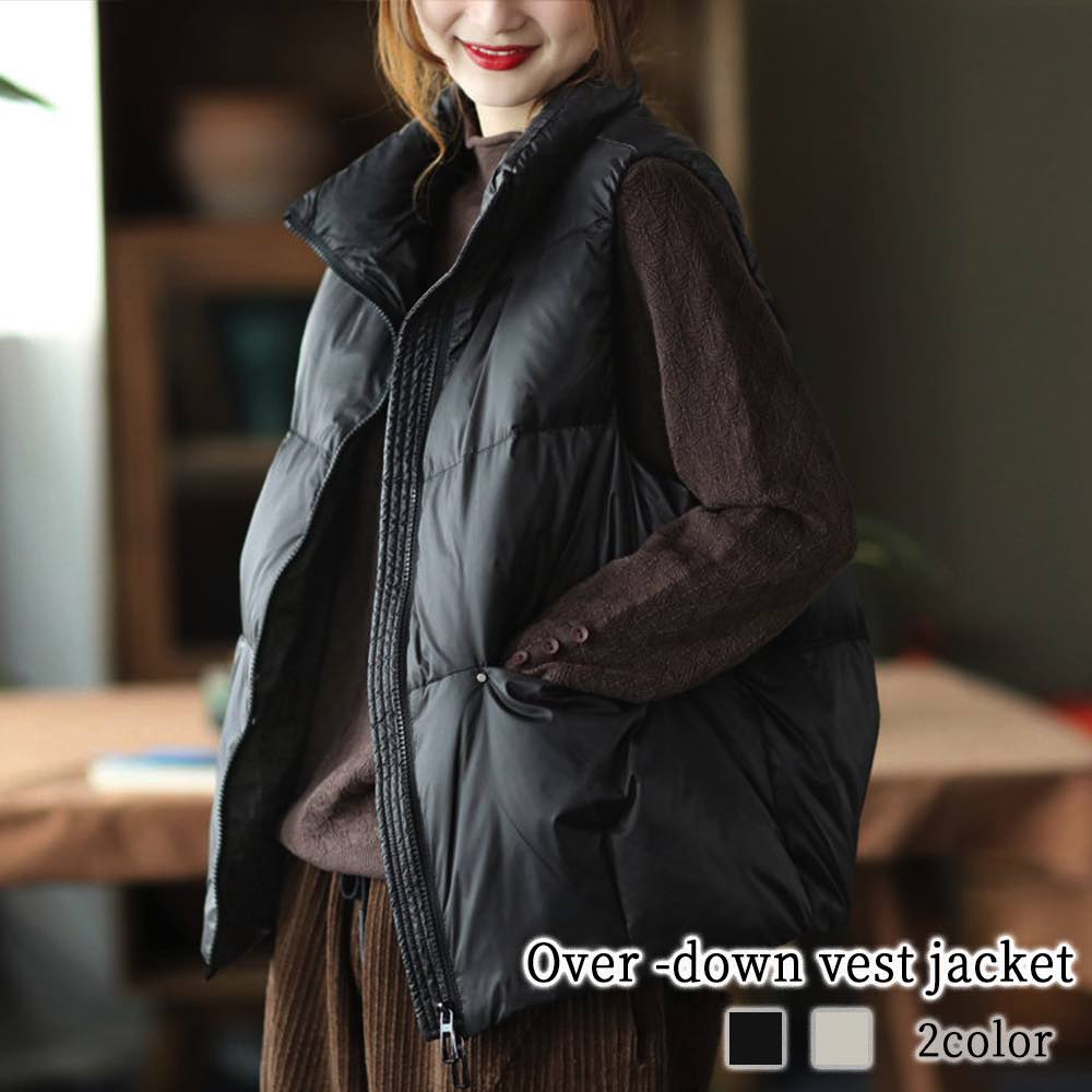 ダウンジャケット レディース オーバーダウンベストジャケット 赤 ハーフ 人気 ショートコート コート おしゃれ 冬 スリム 防風 ジャンパー 高級 40代 丈 ショート 軽い ブランド ダウン 軽量