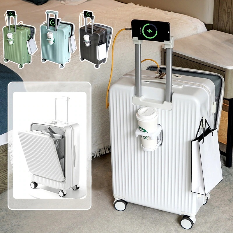 キャリーケース スーツケース 機内持ち込み キャリーケース 多機能カップホルダー付き USB充電可能 多色 キャリーバッグ 修学 旅行