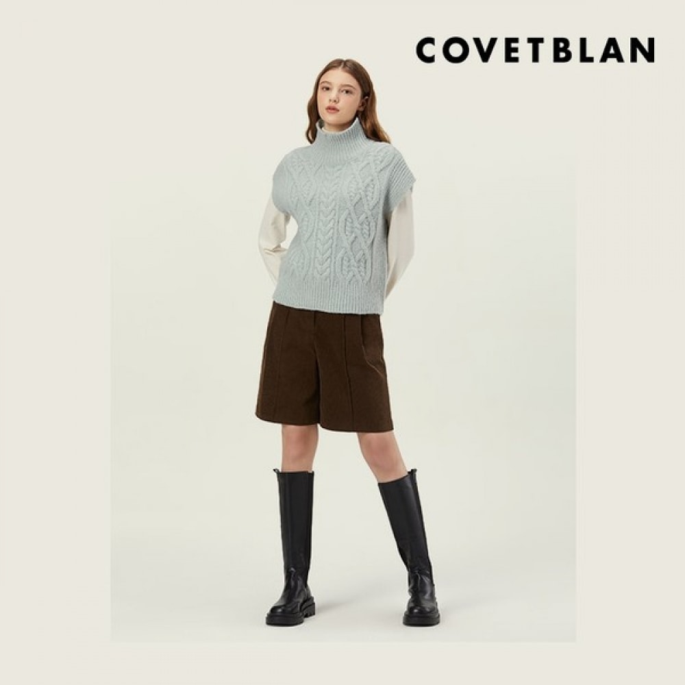 (コルベットブラン) ケーブルタイタートルネックニットベスト (V228MVT202W)