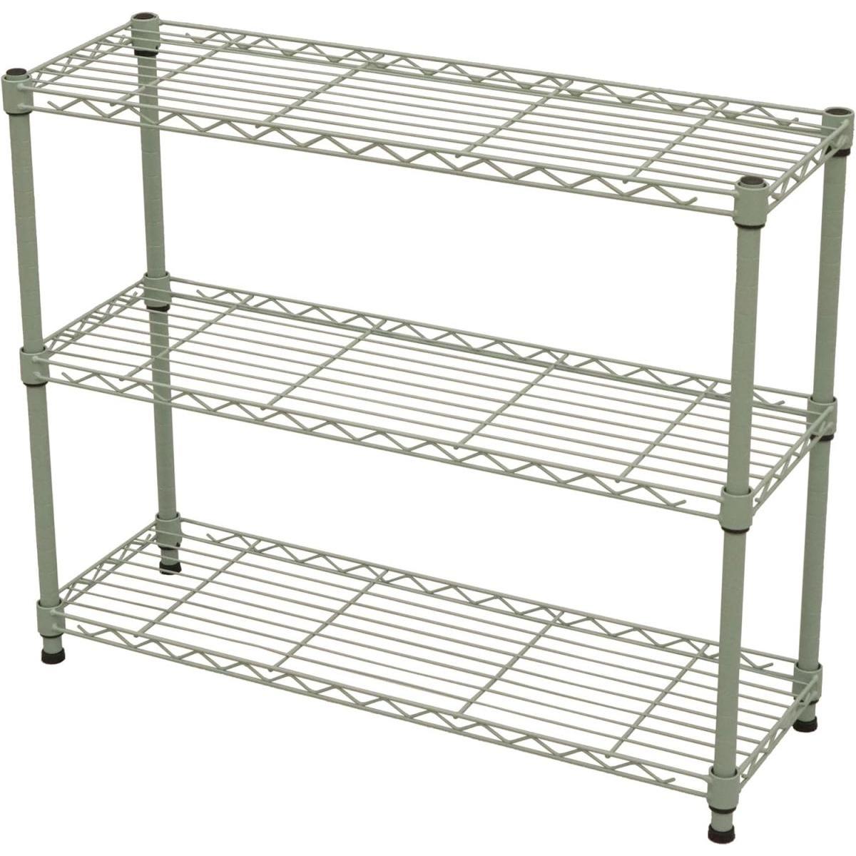 【I】エイ・アイ・エス AIS メタルラック 本体 グリーン 幅75x奥行25x高さ61.8cm NS7525-1GR 19Φスチールラック 3段 棚 ラック お客様組立