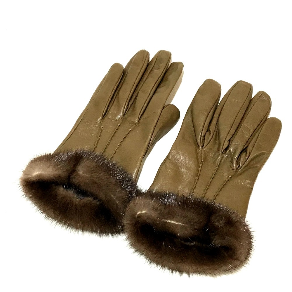 Mario Portolano マリオポルトラーノ グローブ レディース 小物 手袋 ミンク ブラウン系