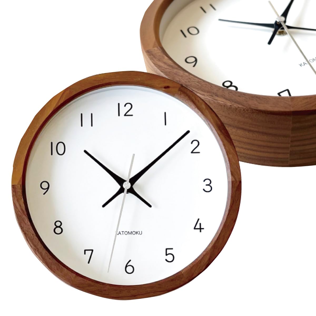 KATOMOKU Muku Clock 13 ウォールナット 掛け時計 連続秒針 km-130WARCS φ220mm (SKP電波時計)