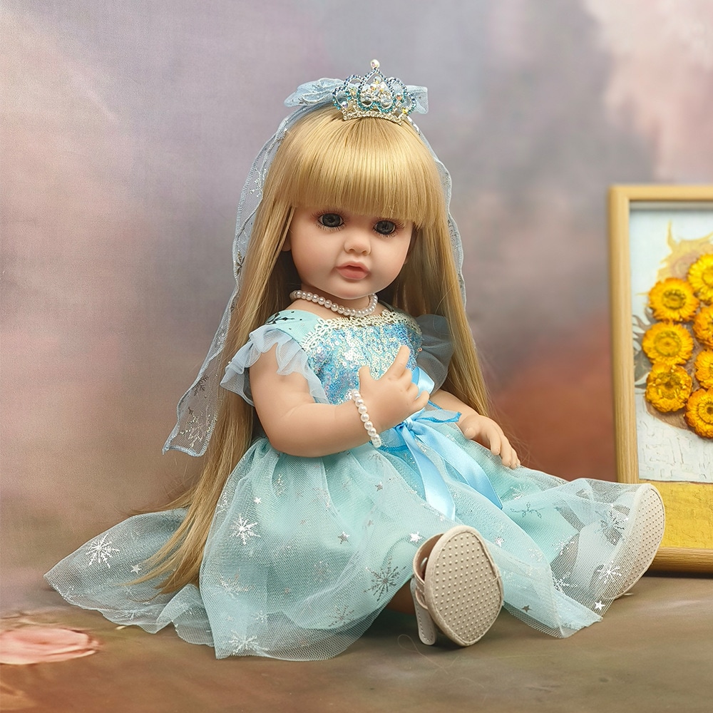 55cmの長い金色の髪の生まれ変わった人形模造ベビードール全身エナメル水交換可能な人形おもちゃ 6,038円