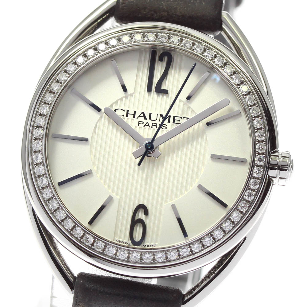 箱付き【Chaumet】ショーメ リアン W23211-01A ダイヤベゼル クォーツ レディース【中古】