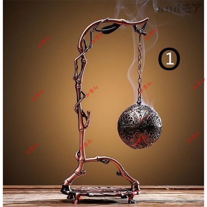 香炉 古風 銅吊り具 円形吊香炉 透かし彫刻 透丸形吊灯籠 釣鉄燈籠 ２色可選